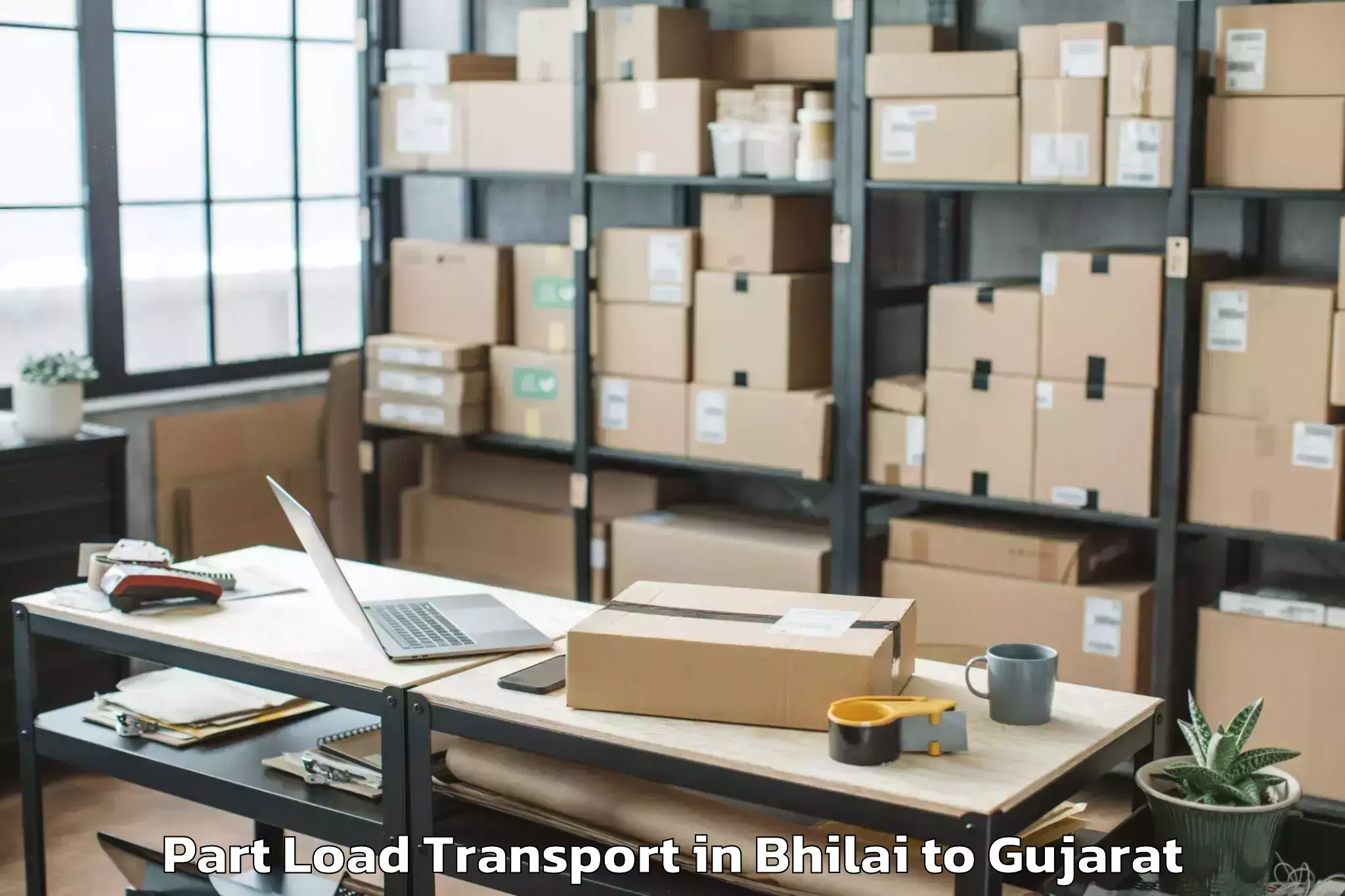 Professional Bhilai to Khambhalia Part Load Transport